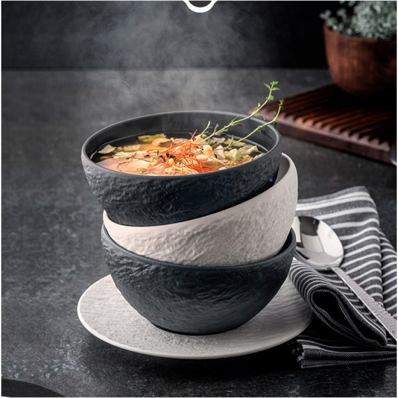Черная матовая миска, фарфоровая посуда, керамические миски