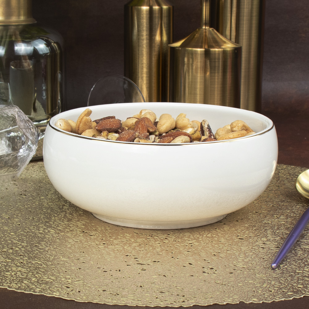 Керамические суповые тарелки Deep Bowl с золотым ободком