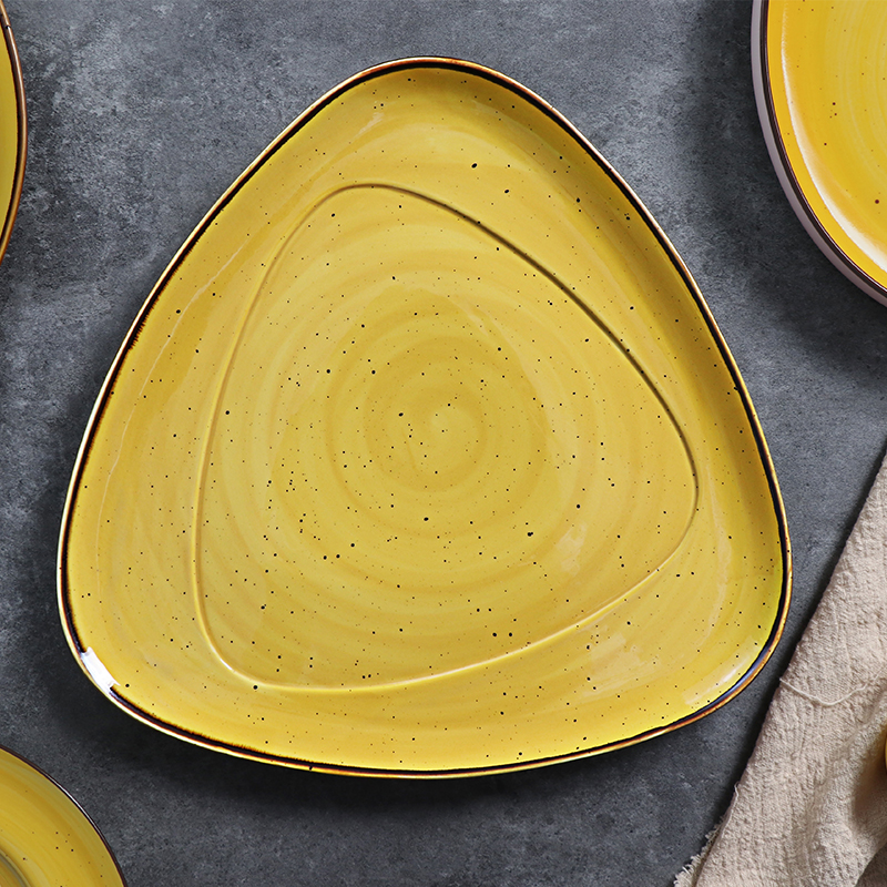 Набор керамической плиты Таблеваре набора обедающего фарфора подгонянный желтым цветом для обедать гостиницы