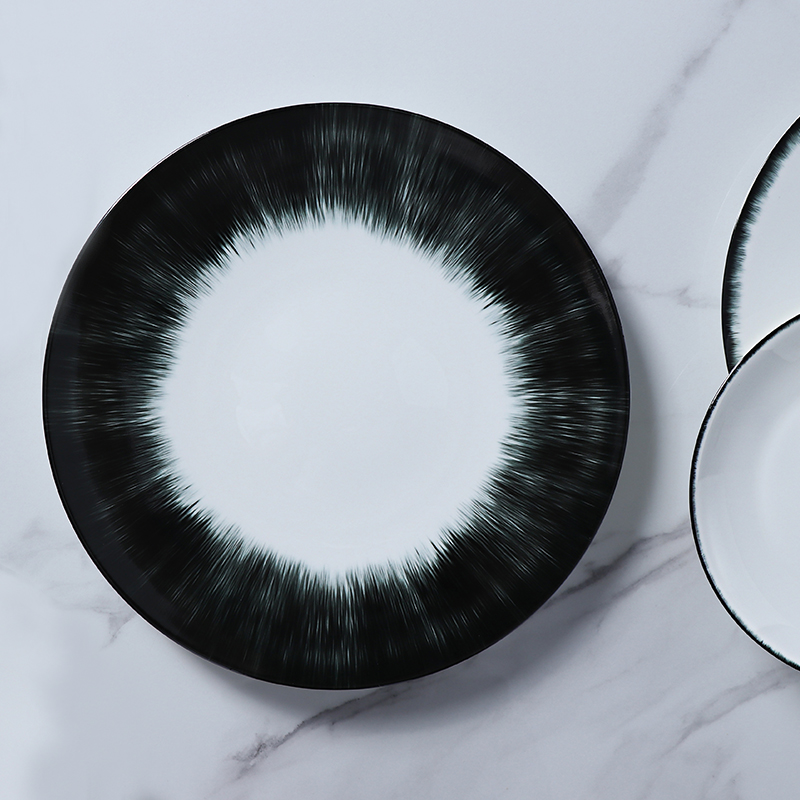 Гостиничная посуда Новая посуда Обеденная тарелка Морепродукты Urchin Design Черно-белая столовая посуда из костяного фарфора