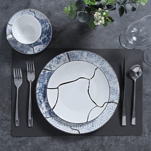 Blue and White Bone China Dinner Set Поставщик отелей