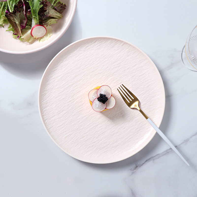 Керамические розовые тарелки в скандинавском стиле, роскошная посуда, набор посуды, фарфоровая посуда, набор посуды