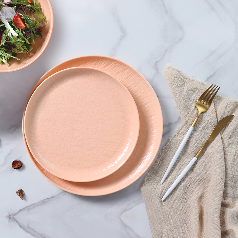 Горячие продажи светло-розовых тарелок для ресторана Dinnerware под застекленной посудой Vajilla Wedding